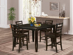 East West Furniture FAIR5-CAP-W 5 Piece Counter Height Dining Set Includes a Square Dining Table with Pedestal and 4 Kitchen Chairs, 54x54 Inch, Cappuccino