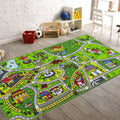 Booooom Jackson Kids Car Carpet Playmat Rug 60''x32'',Train Car Rug,Car Mat for Kids Toy Cars,City Kids Car Rug Play Mat,Non Sli