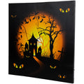 Northlight LED Lighted Spooky House and Eyes Halloween Canvas Wall Art, 19.75 x 19.75, Black