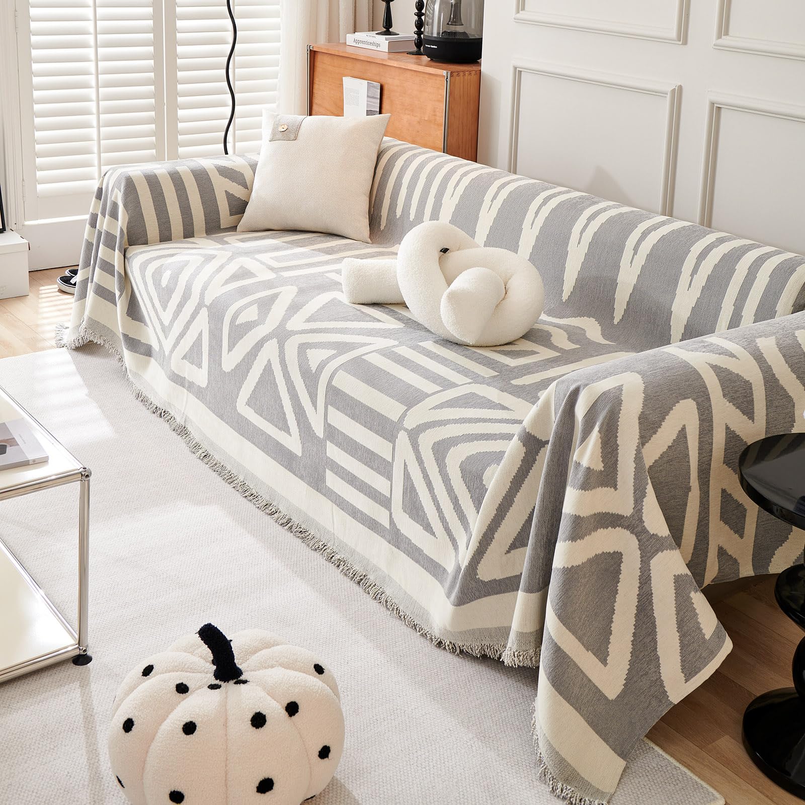 Handontime Grey Sofa Cushion Covers Boho Couch Sofa Covers Dog Couch Cover For Sofa Chenille Couch Sofa Slipcover For Pets Sofa Cover Thick Washable Sectional Slip Covers For Sofas/Couches 71' X150'