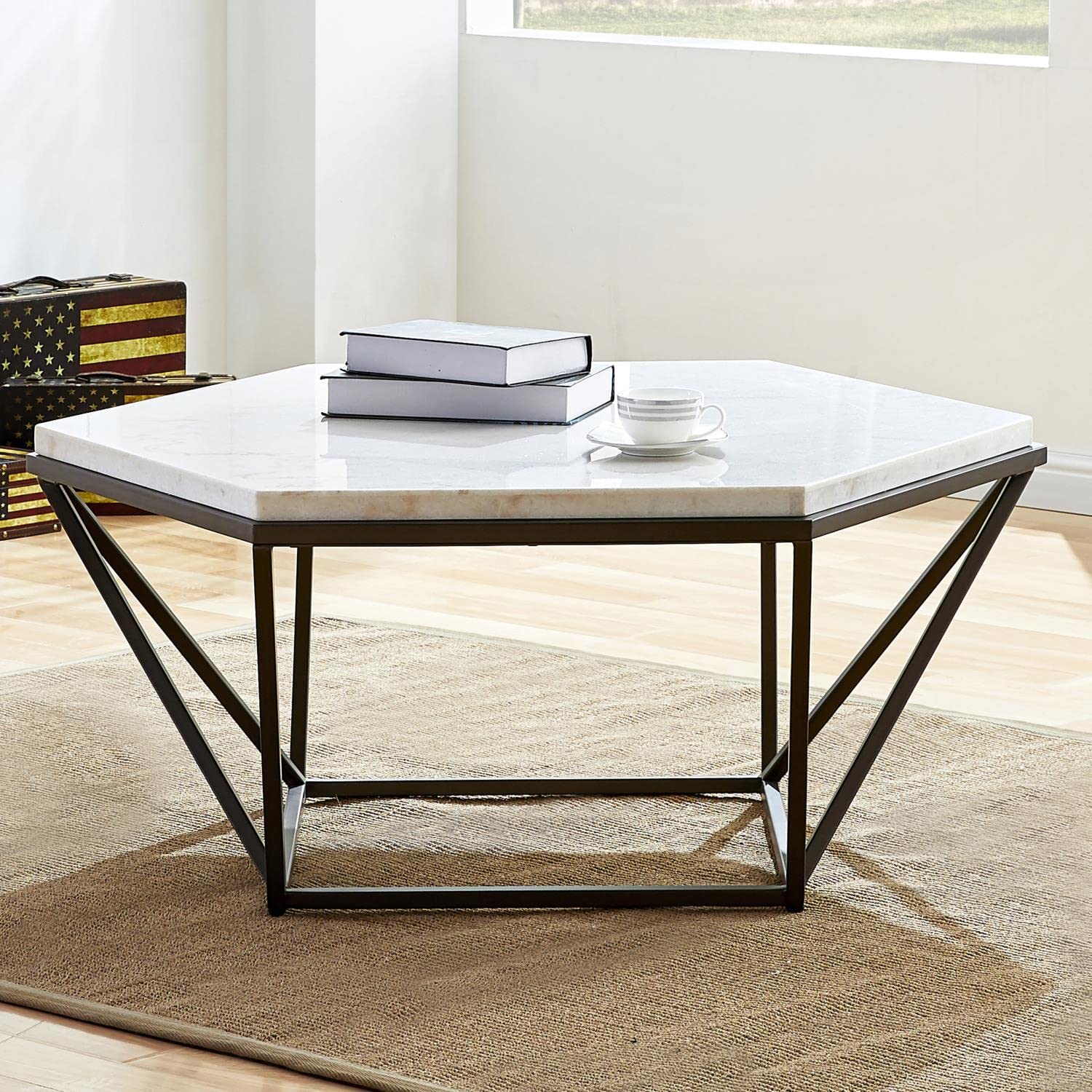 Steve Silver Co Corvus White Marble Top Coffee Table