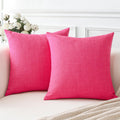 Otostar Linen Throw Pillow Covers Set Of 2 Decorative Square Pillowcases Cushion Covers 26X26 Inch For Home Decor Sofa Bedroom Car 65 X 65 Cm Hot Pink