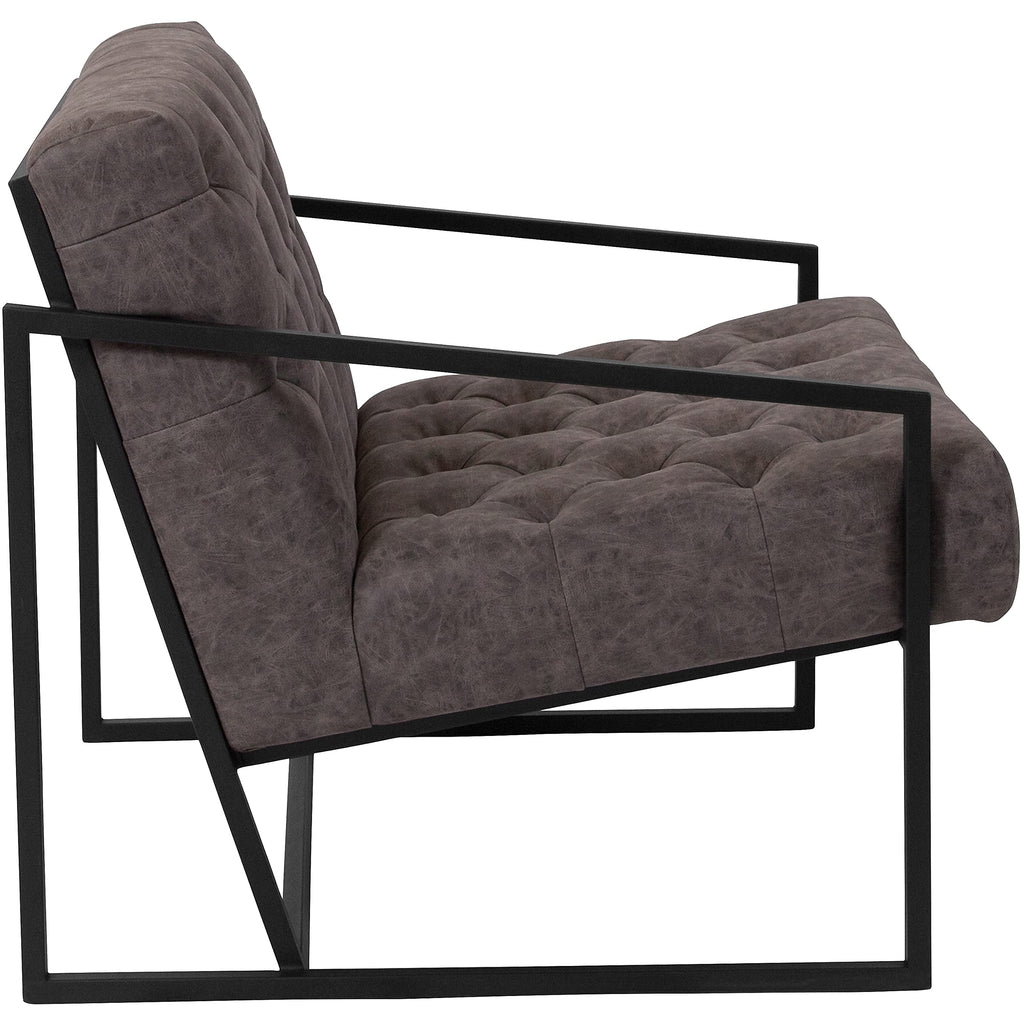 Flash Furniture Hercules Madison Series Retro Gray Leathersoft Tufted Lounge Chair