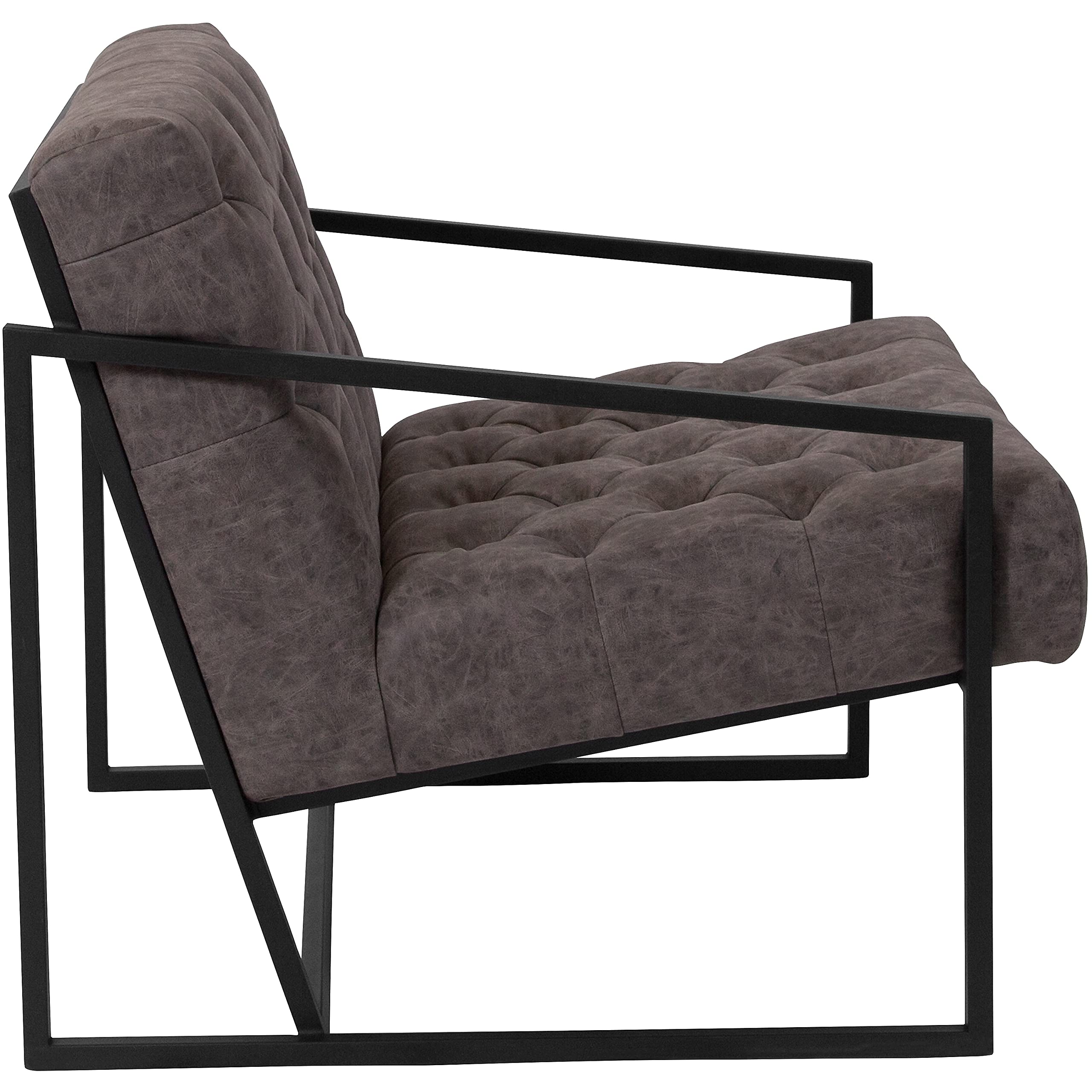 Flash Furniture Hercules Madison Series Retro Gray Leathersoft Tufted Lounge Chair