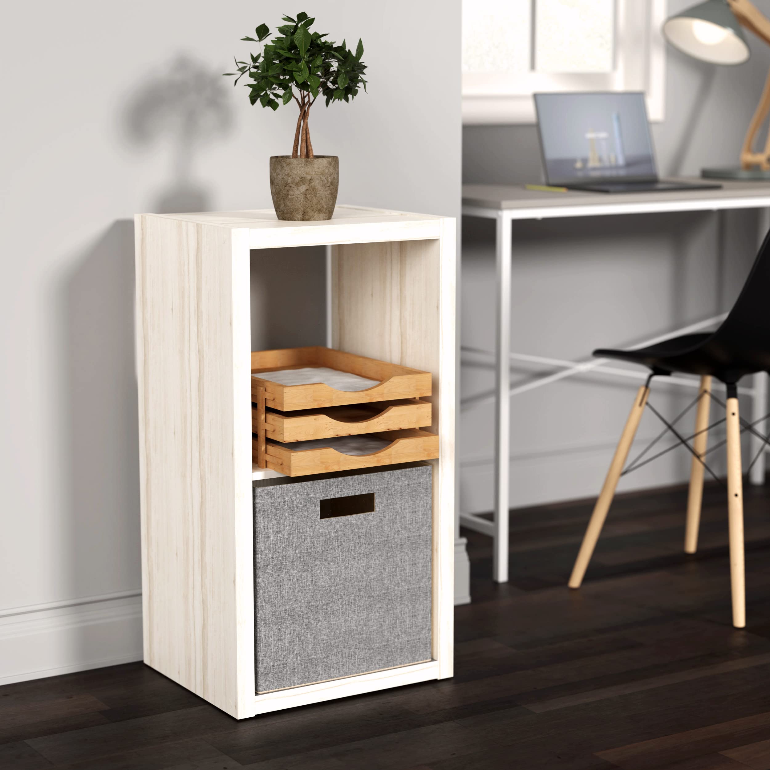 Closetmaid 4536 Decorative Open Back 2-Cube Storage Organizer, Bleached Walnut