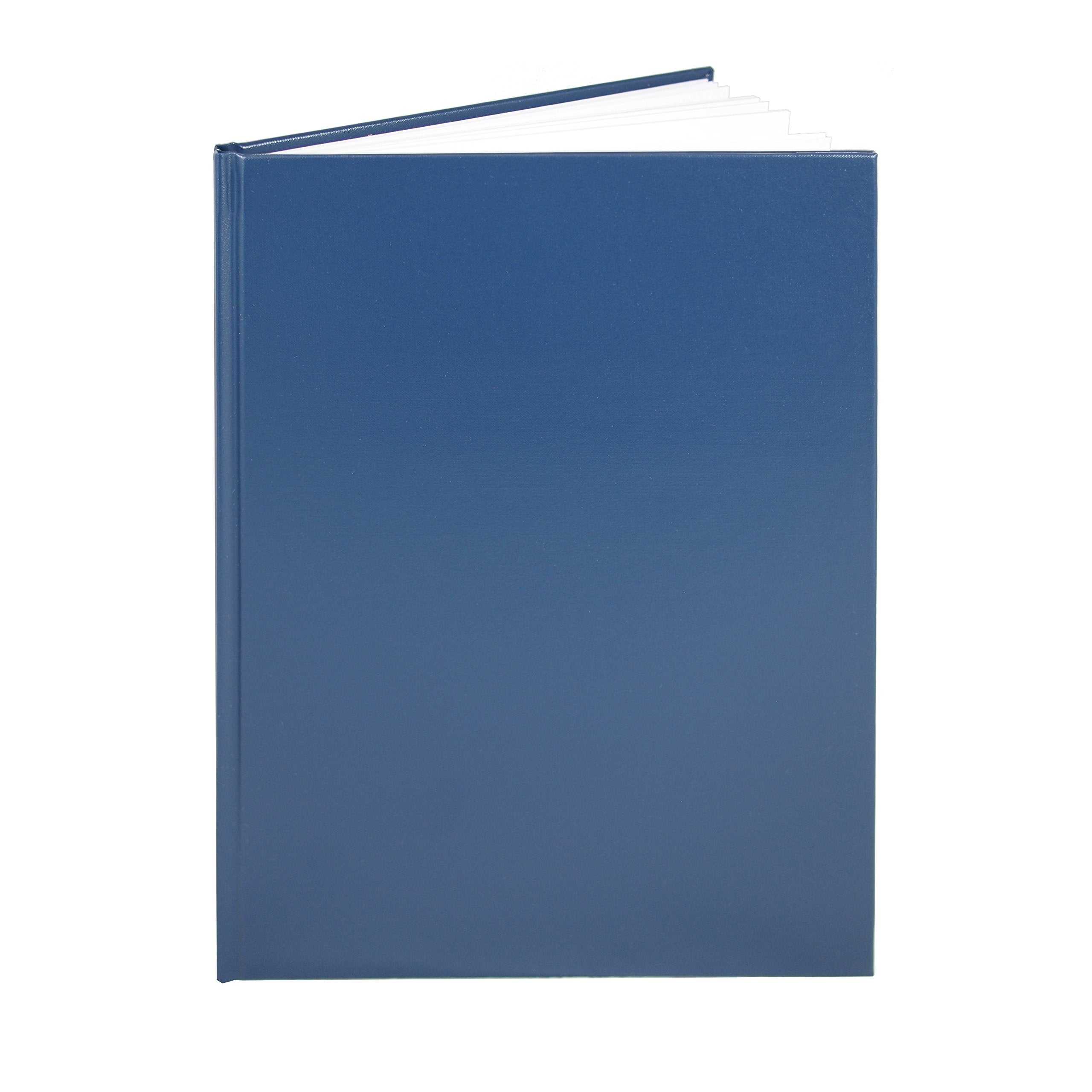 Bookfactory Large Blue Blank Book/Blank Notebook - 96 Pages Blank Format 8 7/8' X 11 1/4' Blue Imitation Leather Cover Section