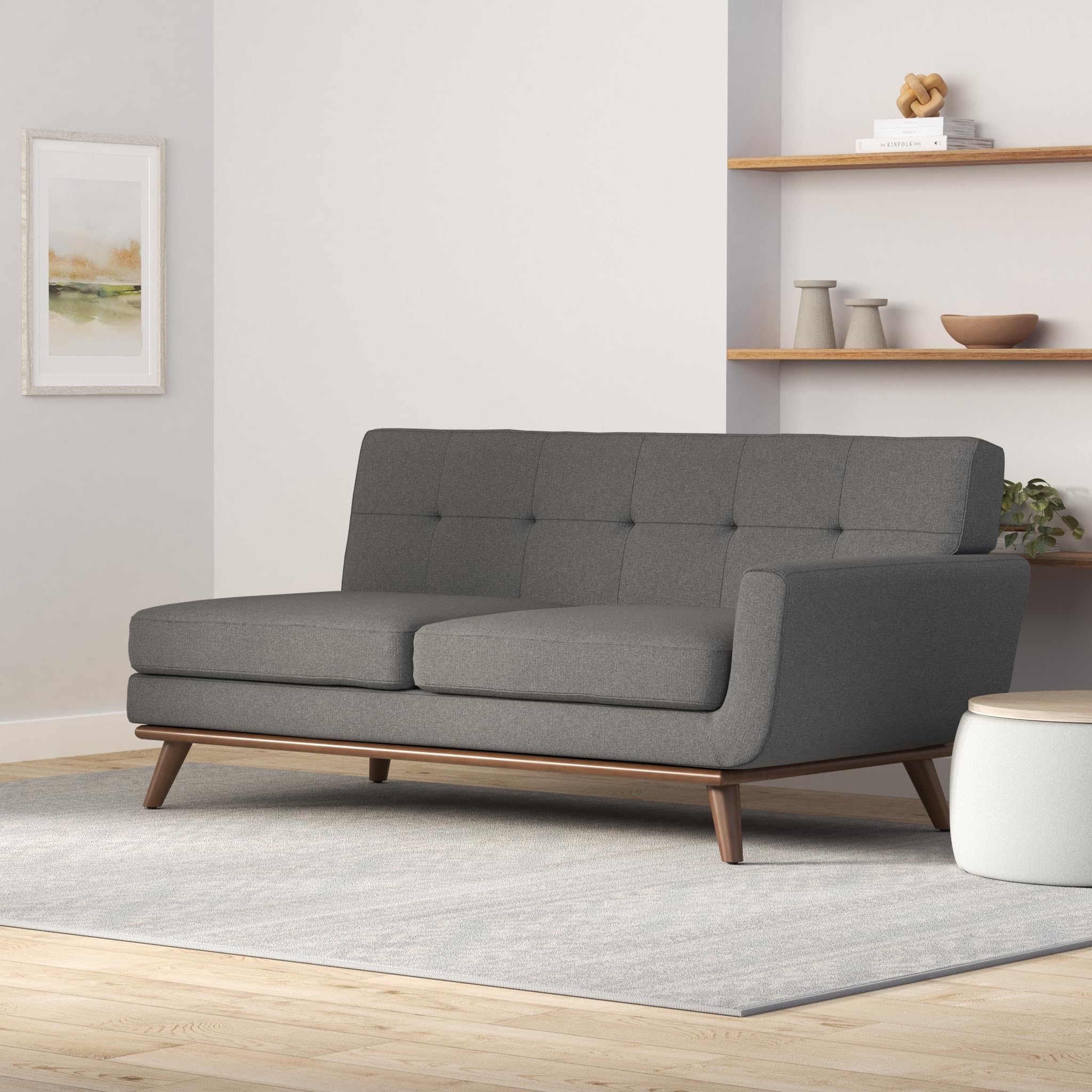 Modway Engage Mid-Century Modern Upholstered Fabric Right-Arm Loveseat In Expectation Gray