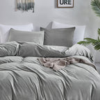 Luxlovery Grey Velvet Comforter Set Full Plush Fluffy Bedding Comforter Set Full Gray Winter Thick Warm Flannel Solid Grey Sherp