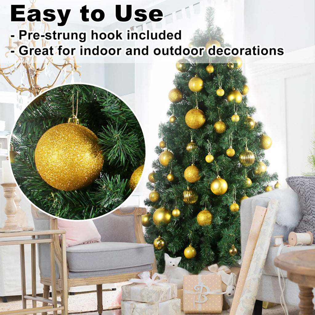 Gold 4.0' Large Christmas Balls - Christmas Tree Decoration Ornaments Shatterproof Hanging Balls For Birthday Halloween Holiday