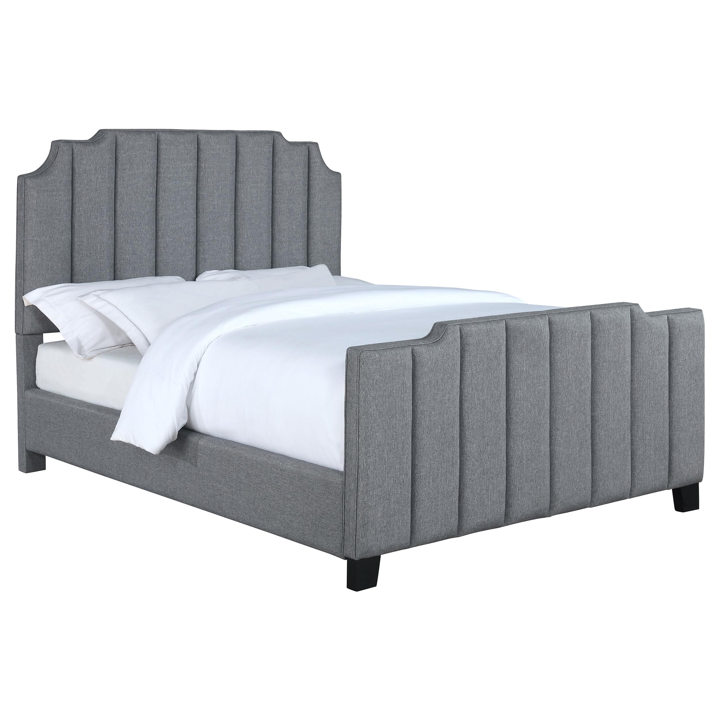 Coaster Home Furnishings Fiona Contemporary Fabric Upholstered Full Size Panel Bed Frame 57-inch Headboard Light Grey 306029F