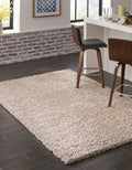Rugs.com - ber Cozy Solid Shag Collection Rug - 5 x 8 Taupe Shag Rug Perfect for Bedrooms, Dining Rooms, Living Rooms