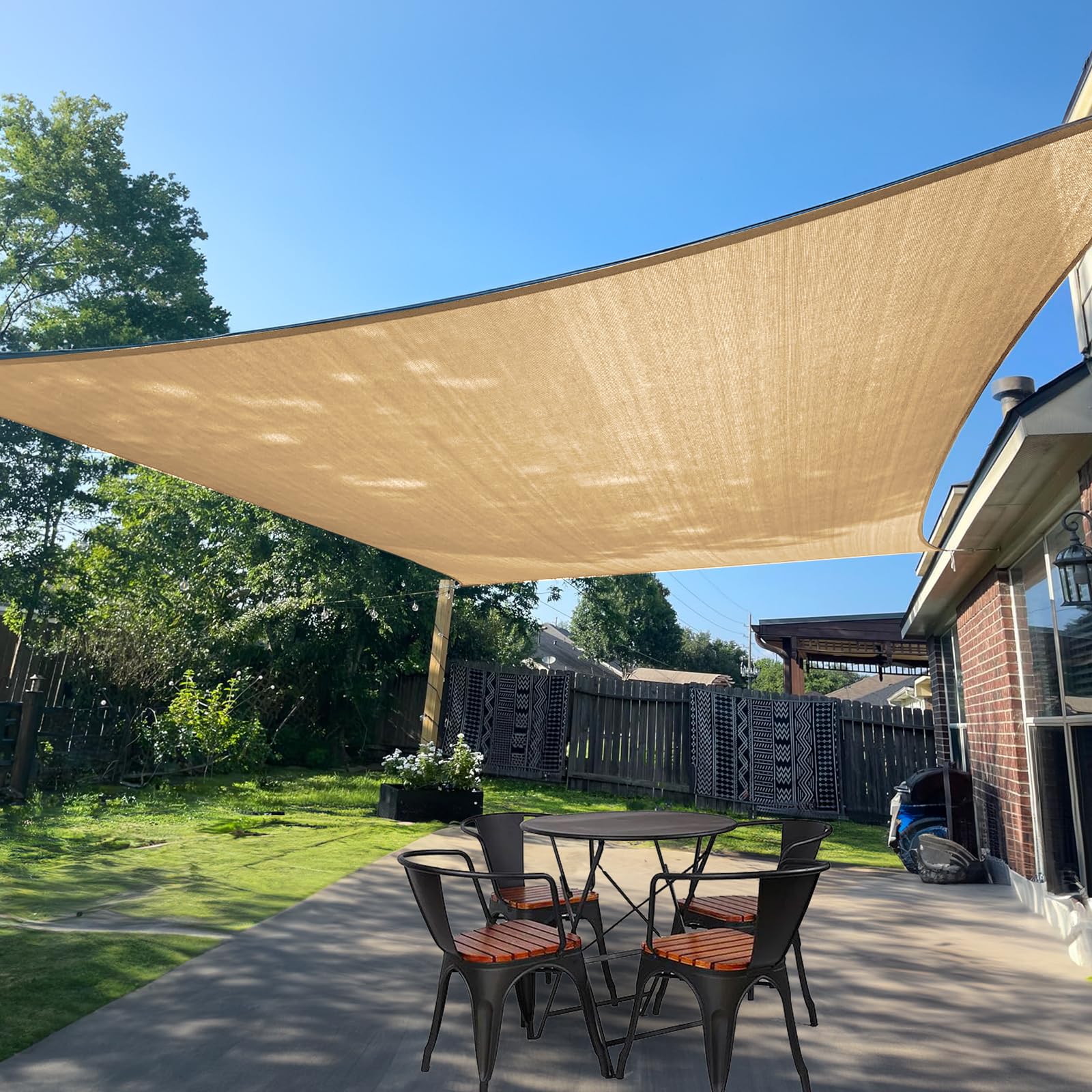 Sunlax Sun Shade Sail 10 ' X 16 ' Sand Rectangle Canopy Sail Shade Cover Uv Block Permeable Sunshade Outdoor For Patio Backyard