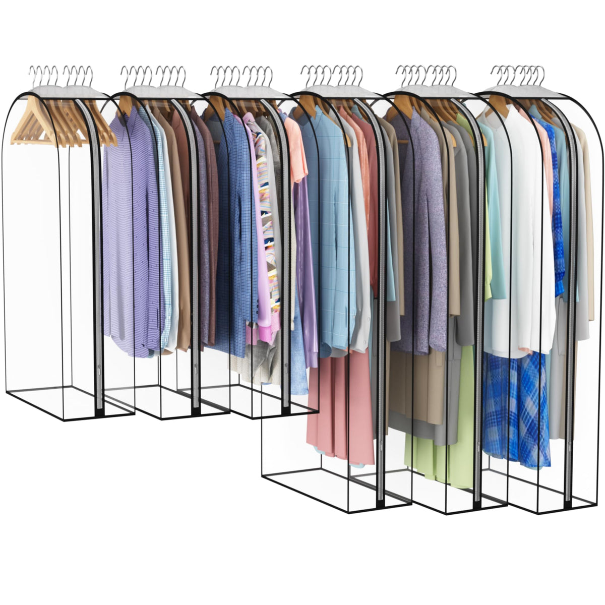 Liuoud Clear Garment Bags for Hanging Clothes 10 Gusseted, 6 Pack, 40&50
