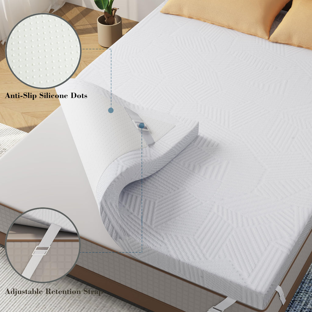 2 Inch California King Gel Memory Foam Mattress Topper, Cooling Bed Topper With Removable Cover, Soft & Pain Relief & Breathable