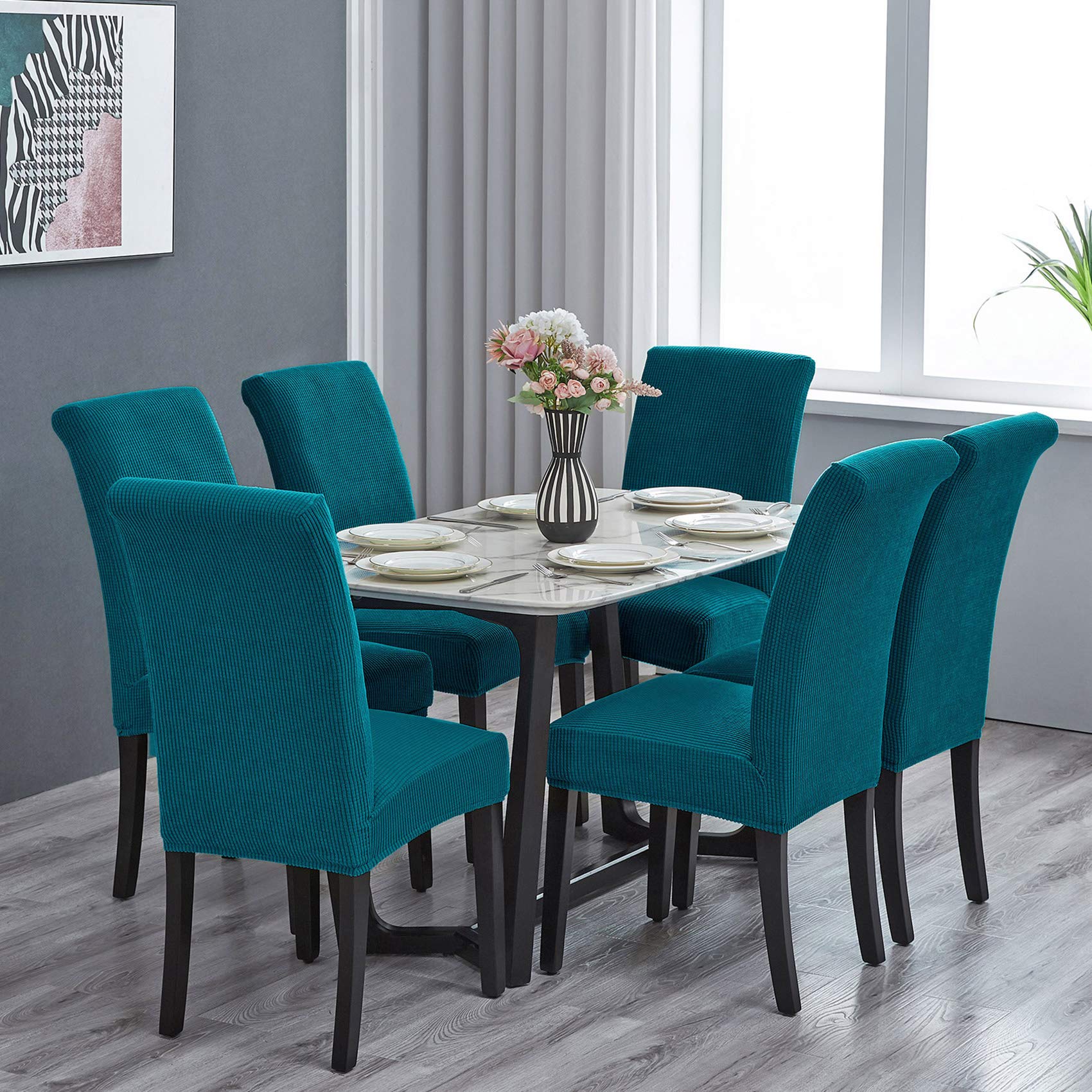Howhic Stretch Chair Covers For Dining Room Set Of 6, Removable Washable Dining Room Chair Covers, Dining Chair Slipcovers Seat