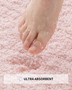 Ilango Pink Bathroom Rugs Mats Super Absorbent, Washable Bath Mat Non Slip For Floor, Thick Plush Shaggy Bath Rug With Rubber Bo