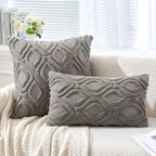 Miulee Dark Grey Throw Pillow Covers 18X18 Inch, Soft Winter Plush Faux Wool Couch Pillow Covers Set Of 2 Decorative Farmhouse Boho Throw Pillows For Sofa Living Room Bed