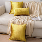 Emema Fall Bright Gold Velvet Throw Pillow Covers 20X20 Inch Set Of 2 Decorative Square Pillowcase Soft Solid Cushion Case For C
