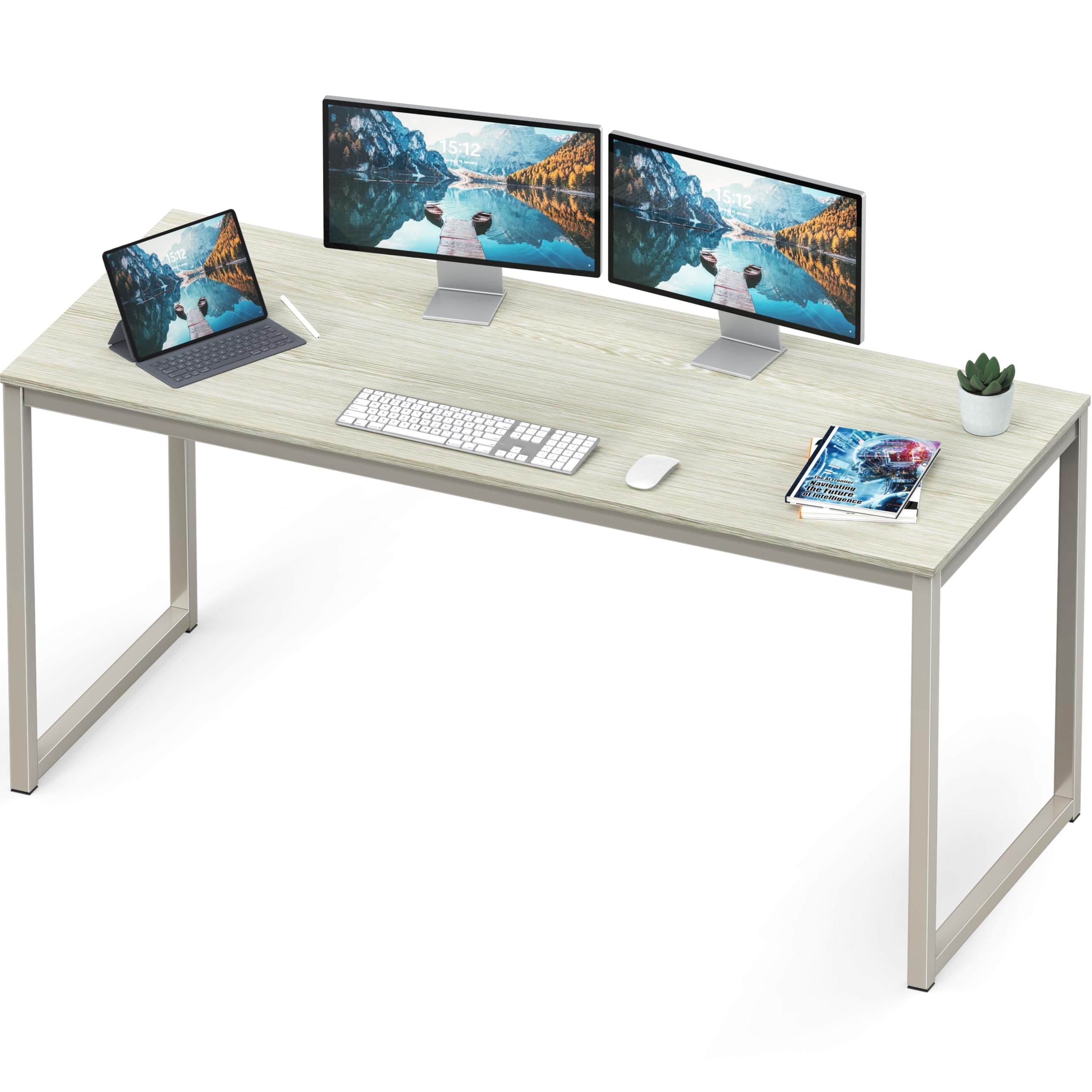 SHW Mission 55-Inch Home Office Computer Desk, Maple