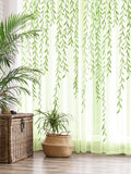 Breling Willow Voile Curtains Cute Green Sheers Leaf Curtain Tulle Vine Window Curtains Sheers Ivy Pretty Curtain for Living Roo