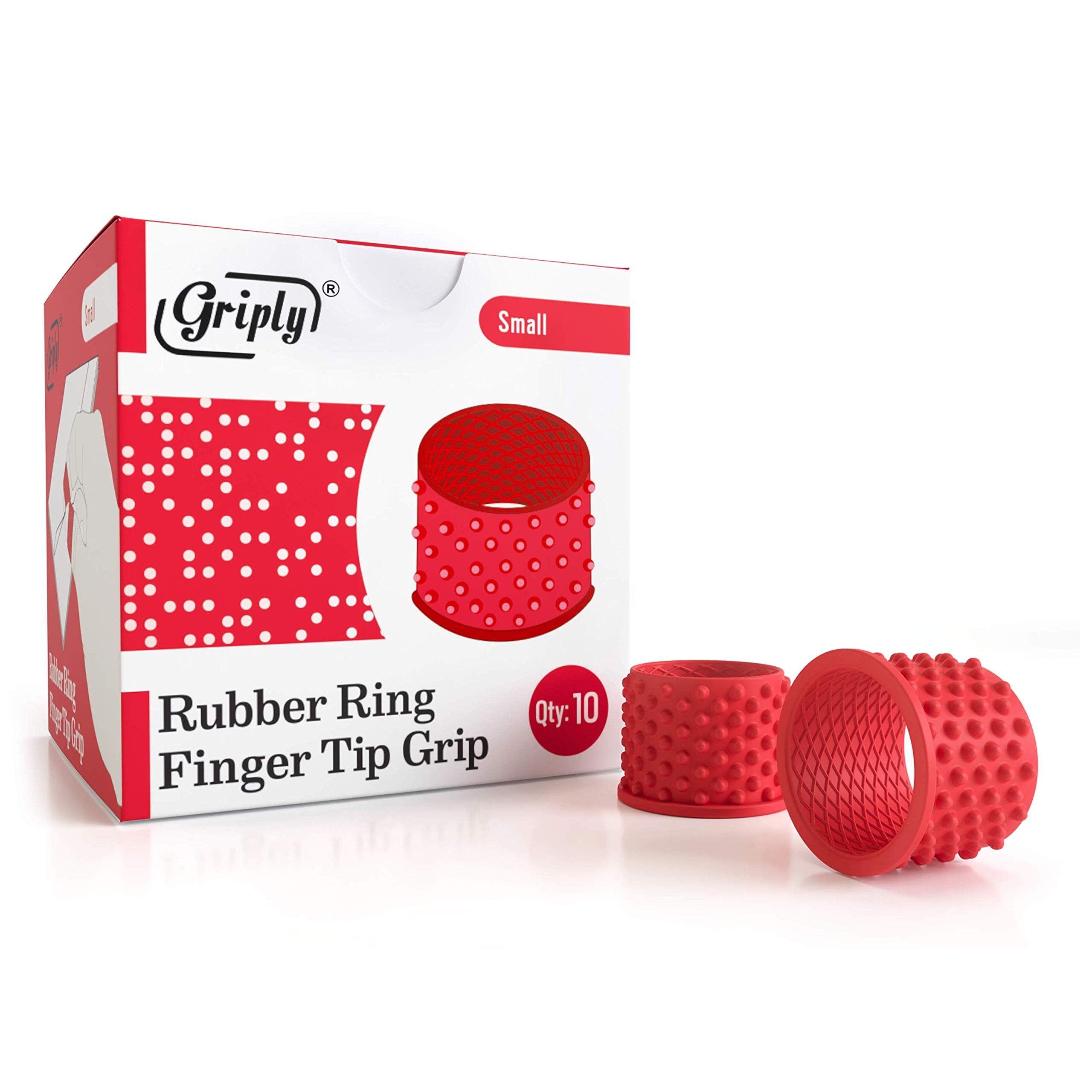 Griply Rubber Finger Tips | Hand Grips | Rubber Tip Finger Protector | Finger Pads (Small)