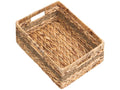 StorageWorks Large Rectangular Wicker Basket, Water Hyacinth and Seagrass Storage Basket with Built-in Handles, 1 Pack