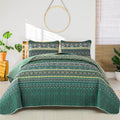 Wongs Bedding Boho Quilt Full Size, Green Bohemian Full Quilt Set, Lightweight Microfiber Bed Decor Bedspread For All Season 78'