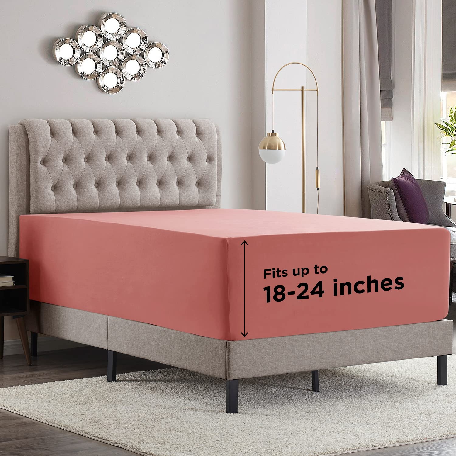 Empyrean Bedding 18 - 21 Extra Deep Pocket Fitted Sheet For High Mattress- Hotel Luxury Silky Soft Double Brushed Microfiber She