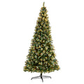 10 Frosted Swiss Pine Artificial Christmas Tree With 850 Clear Led Lights And Berries