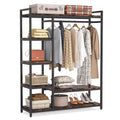LITTLE TREE Heavy Duty Garment Rack, Portable Closet Wardrobe, 5Tier Metal Shelving Clothing Rack, Freestanding Closet Organize