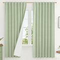 LAMIT 100% Blackout Linen Curtains 63 Inches Long, Linen Textured Living Room Farmhouse Curtains Room Darkening Back Tab and Rod