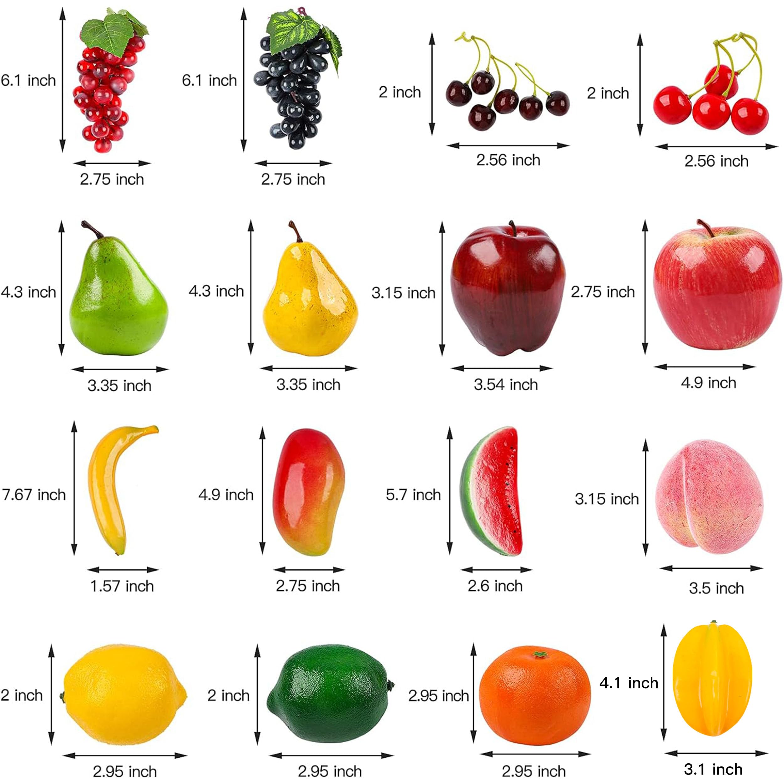 Toopify 20 Pcs Artificial Fruits Pack, Fake Fruits For Home Decor, Simulation Fruit Set, Party Chirstmas Decortion