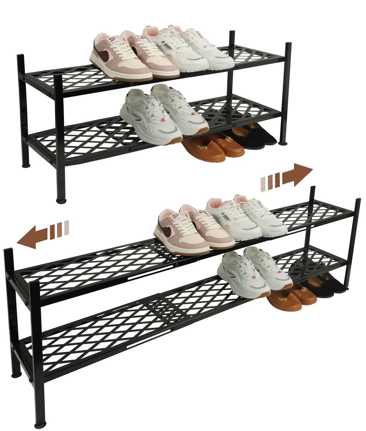 Expandable Metal Shoe Rack for Closet, Entryway, Garage, 2Tier  45 inches