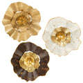 Briful 12 Gold Wall D  cor Pack of 3 Metal Flower Plate Wall Art Modern Accent Hanging Wall Decorations For Home Office Bedroom 
