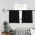 PONY DANCE Blackout Curtains Set - Nursery Short Curtain Panels Thermal Insulated Window Treatments Back Tab/Rod Pocket Light Bl