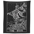 The Fool Tarot Card Tapestry (Black & White) - Court Jester - Gothic Halloween Home Decor Wall Hanging (60 x 50)