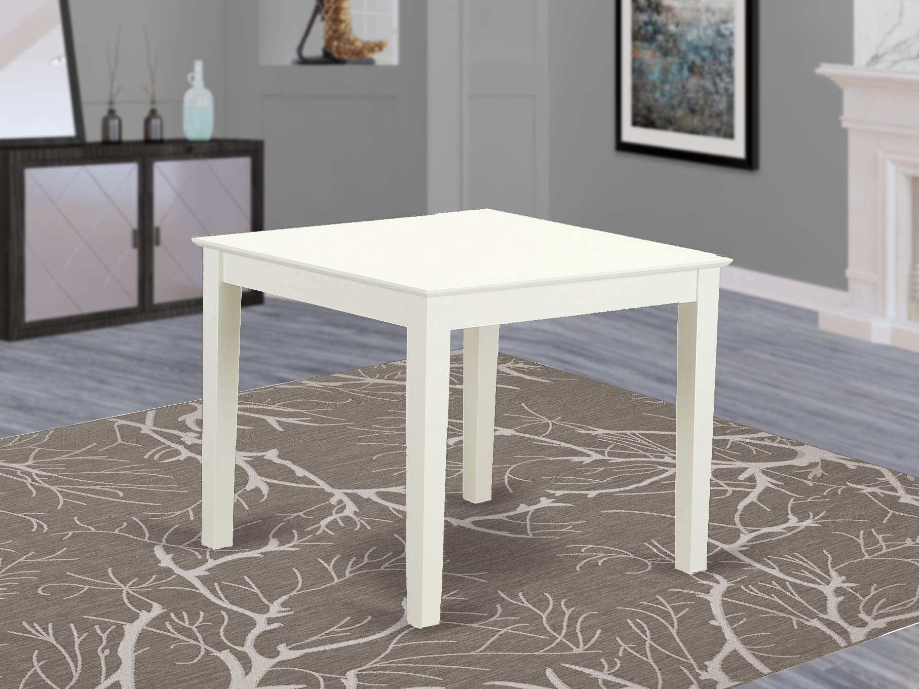 East West Furniture Oxda5-Lwh-W 5 Piece Dinette Set For 4 Includes A Square Dining Table And 4 Dining Room Chairs, 36X36 Inch, Linen White