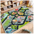 Kids Car Rug, Carpet Playmat For Toy Cars And Train, Road Traffic Play Mat For Kids, Play Area Rug With Non-Slip Backing, Ideal