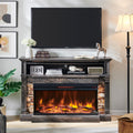 OKD 52 Electric Fireplace with Mantel, Freestanding Fireplace Heater TV Stand with 36 3-Side Glass Insert for TVs Up to 65 with 