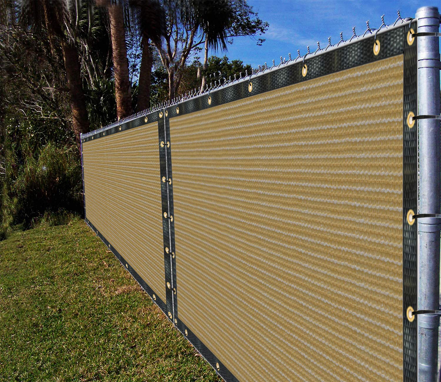Ifenceview 8'X3' To 8'X50' Beige Shade Cloth Fence Privacy Screen Fence Cover Mesh Net For Construction Site Yard Driveway Garde