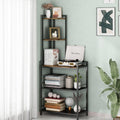 GILLAS 5 Tier Corner Shelf Stand, Freestanding Corner Shelf Unit Bookshelf, Corner Table with Shelf, Tall Storage Organizer Rack