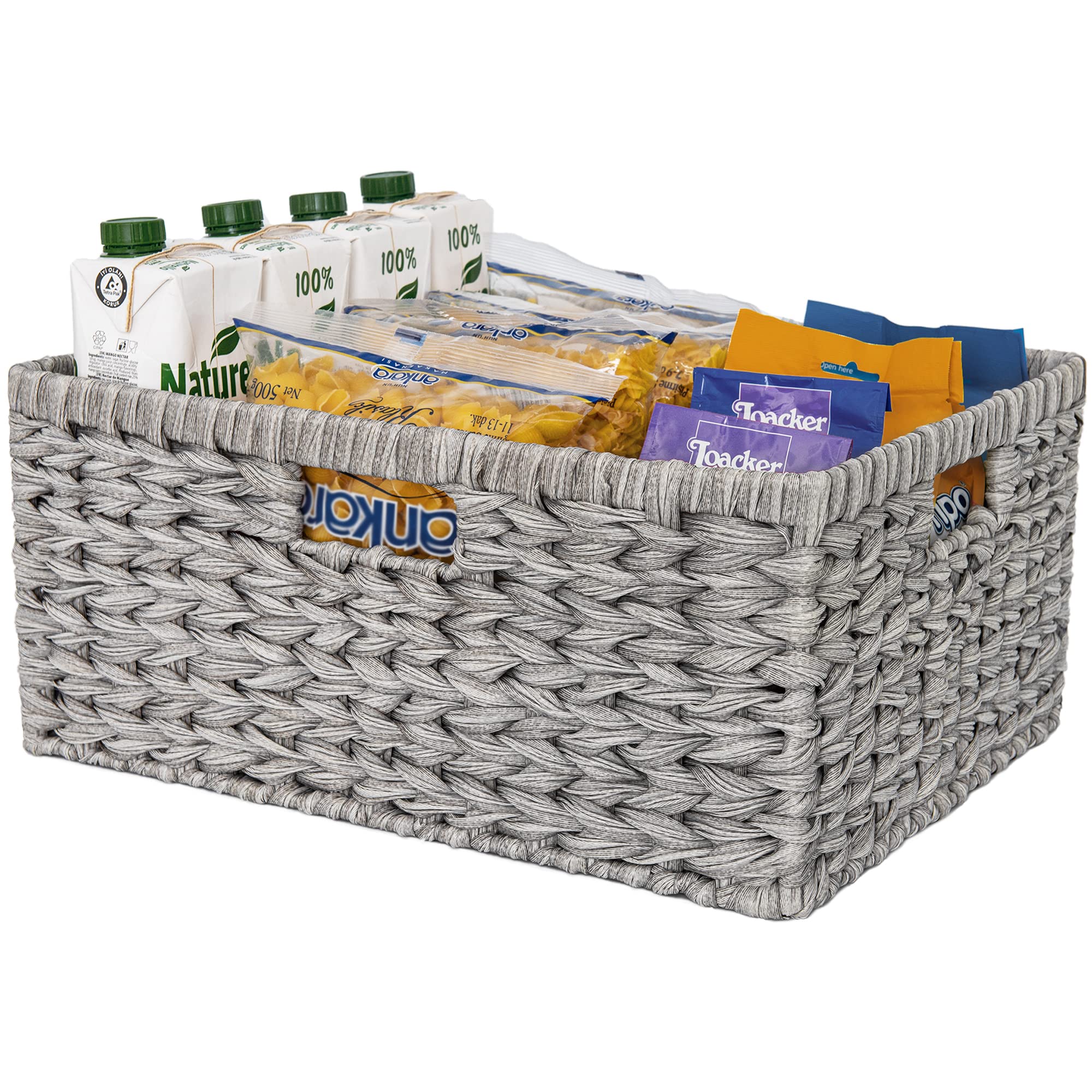 GRANNY SAYS Large Wicker Basket for Storage, Waterproof Storage Baskets, Wicker Basket with Handles, Storage Baskets for Shelves
