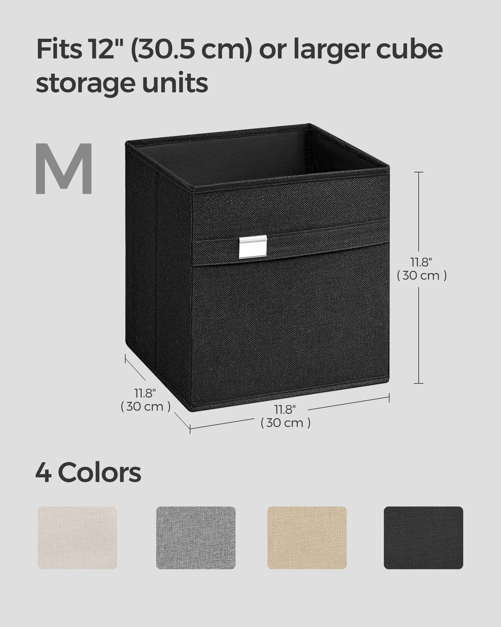 Songmics Storage Cubes, Set Of 4 Cube Storage Bins, 11.8 X 11.8 X 11.8 Inches, 2 Handles, Oxford Fabric And Linen-Look Fabric, E
