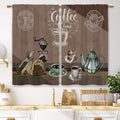 Laifzere Coffee Theme Brown Kitchen Curtains Country Vintage Rustic Modern Latte Small Short Cafe Window Curtains Farmhouse Retr