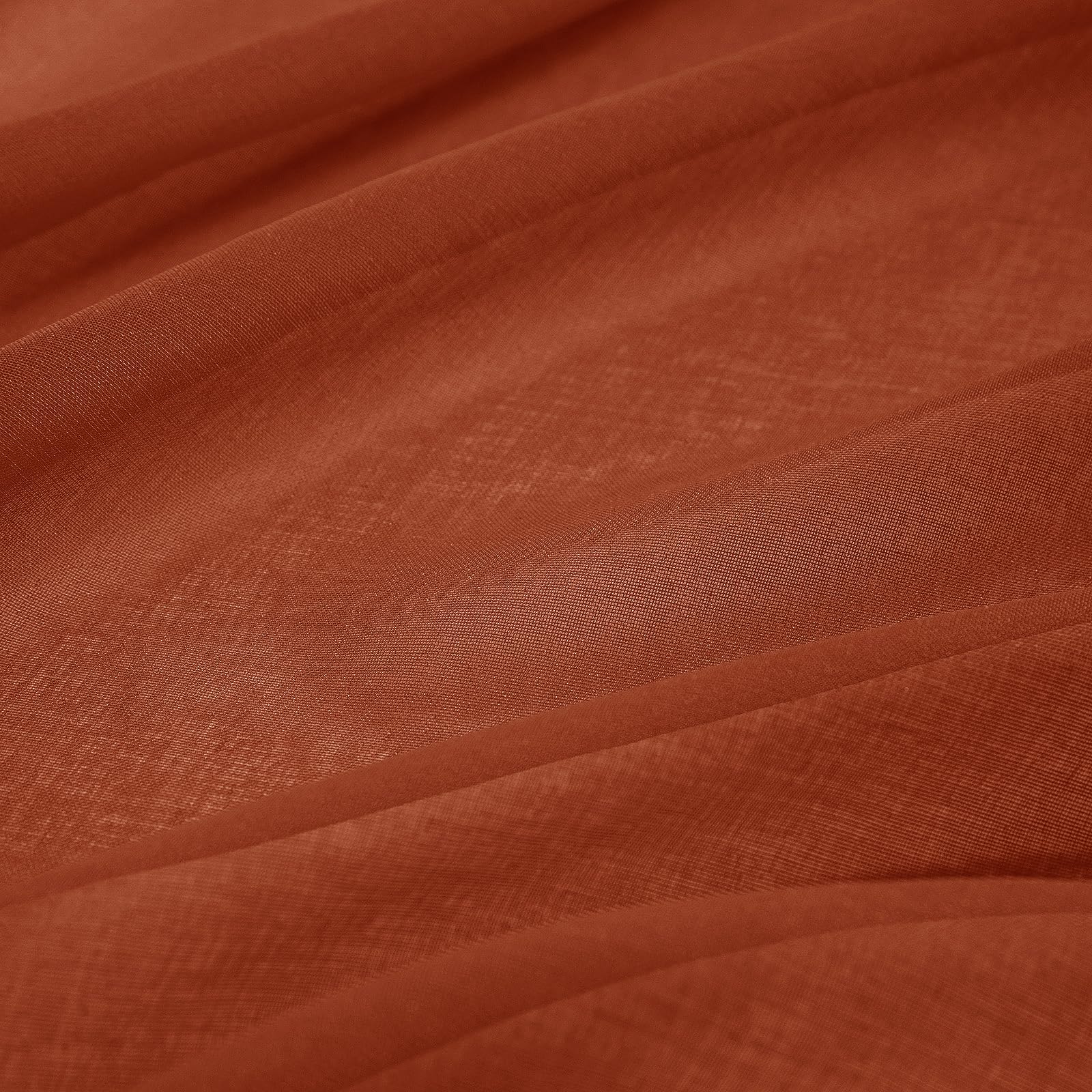 Miulee Terracotta Linen Textured Sheer Curtains 2 Panels For Bedroom/Living Room Semi Transparent Voile Drapes Rust Boho Farmhouse Fall Decor Window Panels Rod Pocket, W 54 X L 72 Inches Long