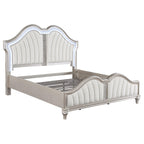 Coaster Home Furnishings Evangeline Modern Classic Chenille Upholstered Eastern King Size LED Panel Bed Frame 67-inch Headboard Silver Oak 223391KE