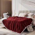 Pavilia Burgundy Red Sherpa Fleece Throw Blanket For Couch Twin, Soft Thick Bed Blanket Sofa, Cozy Warm Throw Blanket All Season