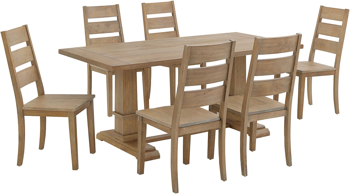 Crosley Furniture Joanna 7-Piece Modern Farmhouse Dining Table Set for 6 with Ladderback Chairs, Rustic Brown