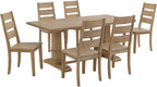 Crosley Furniture Joanna 7-Piece Modern Farmhouse Dining Table Set for 6 with Ladderback Chairs, Rustic Brown