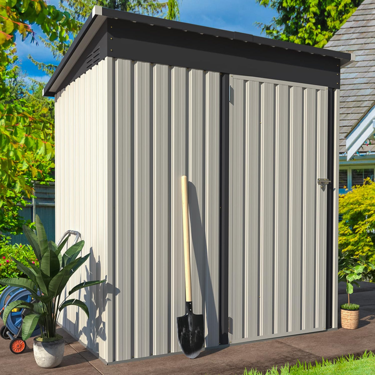 Aecojoy 12' X 12' Shed Metal, Outdoor Storage Sheds & Outdoor Storage 12' X 12' With Lockable Doors, Large Steel Yard Shed, Util